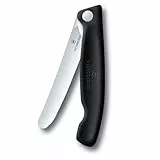 Victorinox Swiss Classic Faltbares Picknick-Messer für Wanderungen, Obst, Gemüse, Brötchen, Wurst, mit gerader Klinge, Extra Scharf, Schwarz
