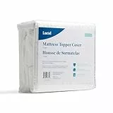 LUCID 5,1 cm Matratzenauflage – nur Bezug – maschinenwaschbar – atmungsaktiv – rutschfest – Bezug für Matratzenauflage mit Reißverschluss – nur Matratzenbezug – Schlafsaal Essentials – Twin XL, Weiß