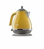 De'Longhi Icona Capitals KBOC2001.Y, Elektrischer Wasserkocher im Vintage-Stil, Anti-Kalkfilter, 360° Drehbare Basis, Kabelaufbewahrung, Edelstahl, 1,7 Liter, 2000W, New York Gelb