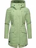 Ragwear leichter Damen Übergangsparka langer Regenmantel wasserdicht und atmungsaktiv mit großer Kapuze Begonia YOUMODO Dusty Green Gr. M