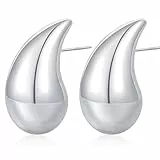 FUNEIA Gold Ohrringe 14K Vergoldete Chunky Tropfen Ohrringe Gold Silber Damen Frauen Goldene Earrings for Women Leichte Waterdrop Hollow Open Statement Modeschmuck