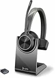 Poly Voyager 4310, schnurloses UC-Headset und Ladestation – Ein-Ohr-Bluetooth-Headset mit Noise Cancelling-Mikrofonarm – Verbindung mit PC/Mac/Mobiltelefon – Kompatibel mit Teams, Zoom und mehr
