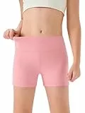 Haloumoning Mädchen Shorts Sommer Kurze Leggings Kinder Einfarbig High Waist Radlerhose Yoga Tanz Gym Sportleggings Unter Rock Kurz Hose 5-14 Jahre, Rosa, 9-10 Jahre