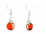 Miniblings Apfel Ohrringe Hänger Äpfel Obst Frucht Apfelscheibe Scheibe rot - Handmade Modeschmuck I Ohrhänger Ohrschmuck versilbert