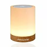 LED Nachttischlampe, Amouhom Dimmbar Atmosphäre Tischlampe für Schlafzimmer Wohnzimmer, 16 Farben Tragbare Nachtlicht mit 2800-3100K Warmes Weißes Licht und Farbwechsel Geschenke für Kinder/Erwachsene