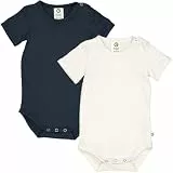 Müsli by Green Cotton Unisex Baby Cozy me s/s Body 2-Pack Base Layer, Balsam Cream/Night Blue, 98