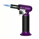 Sondiko Butanbrenner mit Brennstoffanzeige S907, Nachfüllbarer Lötbrenner mit einstellbarer Flamme zum Schweißen, Kunstharz, Industrie, Lila & Schwarz (Butan Nicht Inbegriffen)