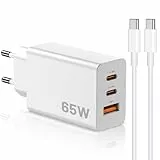 65W USB C Ladegerät, 3-Port USB C Netzteil mit 60W USBC Ladekabel,Schnellladegerät Stecker Adapter für iPhone 17/16/15/14/13 Pro Max/iPad/Macbook, Samsung Galaxy S26/25+/S24 Ultra/Plus