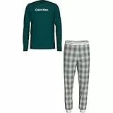 Calvin Klein Jeans Boys's Knit Pj Set (Ls+Cuffed Pant) B70B700503, Green (Ponderosapine/W/Mc Check Aop), 14-16