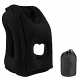 Nizirioo Aufblasbares Reisekissen Nackenkissen Aufblasbares Kissen Tragbare Reisekissen Nackenstützkissen Bequem Unterstützt Kopf und Kinn für Auto, Flugzeug, zum, Zug Reise, Camping（Schwarz）