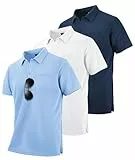 zitysport 3er Pack Poloshirts Herren Kurzarm Golf Polohemd Schnelltrocknend Atmungsaktives Herren Regular Fit Shirts Work Polo Shirts Männer Sommer Sport Tshirt Männer(Weiß Marineblau Hellblau 2XL)