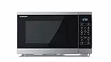 SHARP YC-MG252AE-S Mikrowelle mit Grill (Mikrowelle: 900W, Grill: 1000W, 11 Leistungsstufen, Auftaufunktion, Abmessungen 47,2 x 28 x 34,5 cm), schwarz