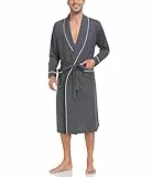 COLORFULLEAF Bademantel Herren aus 100% Baumwolle Leicht Sauna Morgenmantel Männern Reisebademantel Saunamantel mit Tasche(Eisen Grau,M)