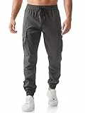 Meilicloth Herren Cargohose Stretch Chinohose Herren Hose Outdoorhose Cargo Hosen Männer Sporthose mit Kordelzug Casual Freizeithose Jogger Sweatpants mit Taschen Grau-2 36