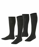 ESPRIT Unisex Kinder Kniestrümpfe Foot Logo Multipack K Kh Baumwolle lang einfarbig 2 Paar, Schwarz Black 3000, 31-34