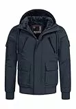 ALESSANDRO SALVARINI Herren Winterjacke (S-3XL) mit Kapuze und Fleecefutter AS432 - Navy Größe L - Gr.L