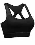 Litherday Sport BH ohne Bügel Push Up Sports Bustier Damen Gepolstert Sport Bra für Yoga Fitness Schwarz S