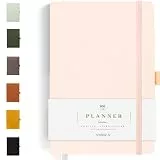 Scribble & Dot® Tagesplaner, Wochen- und Monatsplaner 2024 | Erreichen Sie Ihre Ziele mit diesem Wochenplaner, Format A5, Hardcover Agenda, jederzeit beginnen (Blush Pink)