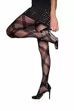Generisch Damen Strumpfhose Muster Streifen 40 DEN Feinstrumpfhose Gemustert S/M L/XL Schwarz (S/M)