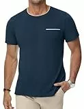 iClosam T Shirts Herren Basic Casual Männer T-Shirt mit Rundhals Mens Elegant Top Reguläre Passform für Dating,Dunkelblau,XL