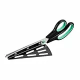 Relaxdays Pizzaschere mit Pizzaheber, Edelstahl Küchenschere, spülmaschinenfester Pizzaschneider, schwarz-grün