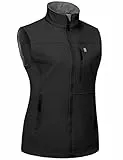 Little Donkey Andy Weste Damen Wasserdichte Softshell Ärmellose Jacke Winddicht Warm Atmungsaktiv Fleeceweste für Laufen, Wandern, Golf Schwarz M