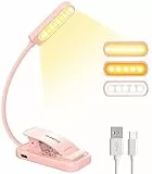 GARITE Leselampe Buch Klemme, 10 LED Buchlampe mit Stufenloser Dimmung, 3 Farbmodi (Warm/Weiß/Warmweiß), USB-C Wiederaufladbare Klemmlampe, Faltbare Leselampe für Nachtlesen, Buch, Bett, Büro, Reisen