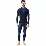 Ladeheid Herren Winter Thermounterwäsche Funktionsunterwäsche Set Langarm Shirt Lange Unterhose Thermoaktiv LAGI003 (Schwarz/Marineblau, S)
