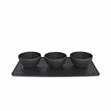 Villeroy & Boch - Manufacture Rock Dipschälchen Set 4 teilig Schwarz Matt, Spülmaschinenfest, Mikrowellensicher, Servierplatte, Schalen, Schälchen, Serviergeschirr Schieferoptik, Premium Porzellan