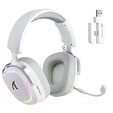 ATTACK SHARK G800 Kabelloses Gaming-Headset, Aluminiumrahmen, 7.1 Surround, Biegsames ENC-Mikrofon, Tri-Modus(2.4G/BT/3.5mm), 1000mAh, 50mm Treiber, RGB Für PC/Mac/PS/Xbox - Weiß
