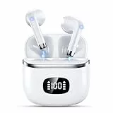 Kabellose Bluetooth-Kopfhörer, Bluetooth 5.3 mit ENC Reduzierung, 40 Stunden Spielzeit mit LED-Display, Hi-FI Stereo-Sound, IP7 wasserdicht, Touch-Steuerung, Bluetooth, Weiß