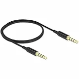 Delock Klinkenkabel 3,5 mm 4 Pin Stecker zu Stecker Ultra Slim 0,5 m schwarz