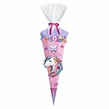 Ursus 10040001 - Diamond Painting Schultüten-Bastelset Easy Line 'Fancy Unicorn', Rosa, 6-eckig, aus 3D-Colorwellpappe, 68 cm, Durchmesser ca. 20 cm, zum Basteln einer Zuckertüte