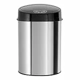 Echtwerk Büro-/Bad-/Kosmetikabfalleimer, Mülleimer mit Sensor, elektrischer Müllbehälter, Infrarot Bewegungssensor, touchless, Korpus aus Edelstahl, Deckel schwarz, Fassungsvermögen 9 Liter, INOX