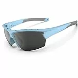 HAAYOT Polarisierte Sonnenbrille Männer Frauen Radfahrer Brille Sport Sonnenbrille Leichtes haltbarer flexibler TR92 -Rahmen MTB -Schutzbrillen fischen Fahren Fahren Wandern, matthimmelblau & grau