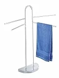 WENKO Handtuchständer Raumwunder mit 4 Armen - Kleiderständer, bewegliche Arme, platzsparend, halber Standfuß, Stahl, 33 x 93.5 x 48 cm Silber Glänzend