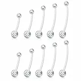 WillTen 10Pcs Schwangerschaft Bauch Bar, Mutterschaft Bauch Bar Bioflex lange Bauch Bar mit Kunststoff-Ersatz Bauch Bar Piercing Kugeln, Bauch Bars Bauchnabel Bars Bauchnabel Piercing für Schwangere
