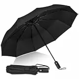 ZOMAKE Regenschirm sturmfest – klein & 114 cm großer Taschenschirm, leicht & kompakt, windsicher mit Auf-Zu-Automatik und robustem Fiberglasgestell – für Damen und Herren, Alltag & Reise(Black)