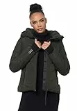MARIKOO Winterjacke Damen (XS-3XL) - Wasserabweisend, Warm, Kapuze abnehmbar, Winddicht - Steppjacke, Frauen - Stehkragen, 4 Taschen, verlängerter Zipper - Dark Olive M