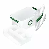 Relaxdays Medizinbox, 5 Fächer, Erste Hilfe Kasten für Hausapotheke, Kunststoff, HxBxT: 14,5 x 30 x 20 cm, weiß/grün