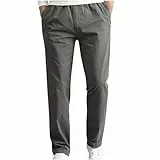 UHouse Hosen Herren Mode Freizeithose Regular Fit Chino Hose Bequeme Stoffhose Leichte Sommerhose Lang Dünner Herrenhosen Freizeit Anzughose Leinenhose Basic Pants Armeegrün M