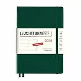 LEUCHTTURM1917 367607 Wochenkalender Medium (A5) 2024, mit Extraheft für Adressen und Jahrestage für Adressen und Jahrestage, Forest Green, Deutsch, 12 Monate