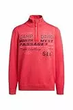 Camp David Herren Troyer-Pullover mit Zipper, Tapes und Prints Royal Red, XL