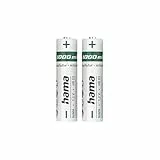 Hama Akku Batterien AAA aufladbar, 2 Stück (mit hoher Kapazität, 1000 mAh, 1,2 V, wiederaufladbar, geringe Selbstentladung, Akku AAA Micro, NiMH Akkus, für schnurlose Telefone, Fernbedienung etc.)
