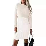 Damen Strickkleid Zweiteiliger Anzug Pullover Oberteil und Bodycon 2 Stück Set Sweater Midikleid Pullikleid Gestrickt Elegant Warm Tunika Minikleid Partykleid