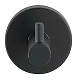 WENKO Wandhaken Uno Mod. Bosio Black matt, Edelstahl, inkl. Schraubmaterial, Ø 5,5x5,5 cm, Schwarz matt