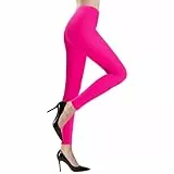 Alaoo Neon Leggings, Rosenrot Strumpfhosen für Damen, Footless Strumpfhose, 80er Jahre, Kostüm für Rollenspiele, Halloween und Tanzveranstaltungen