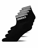 Snocks Retro Sneaker Socken (4 Paar) aus Bio Baumwolle - Knöchelsocken mit Streifen - Ankle Socks Herren & Damen - 43-46