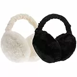 BESPORTBLE 2 Stück Ohrenschützer : Faltbare Winter-Ohrenwärmer Winddichte Weiche Warme Pelzige Ohrenschützer Ohrenschützer Baby-Damen-Geschenk Für Kaltes Winterwetter (Schwarz Weiß)