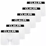 CLALER Boxershorts Herren 6er Pack Baumwolle Unterhosen Männer Retroshorts Bequeme und Atmungsaktive Men Unterwäsche Geeignet für Den Täglichen Sport Im Freien (6 x Weiß, XL)